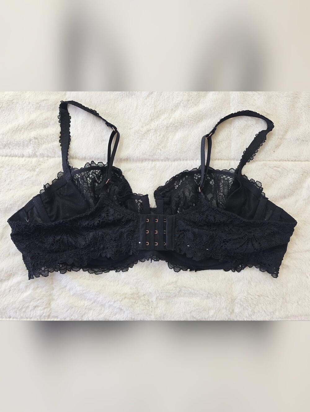 Savage X Fenty Black Lace Underwire Balconette Bra Size 42C - Picture 3 of 6